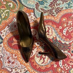 Bronze imitation snakeskin heels